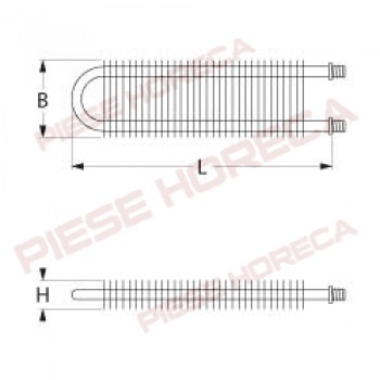 Rezistenta cu aripioare pentru masa calda, putere 1200W, alimentare 230V, lungime-305mm, latime-50mm, inaltime-25mm,fixare cu piulite de M12x1,25